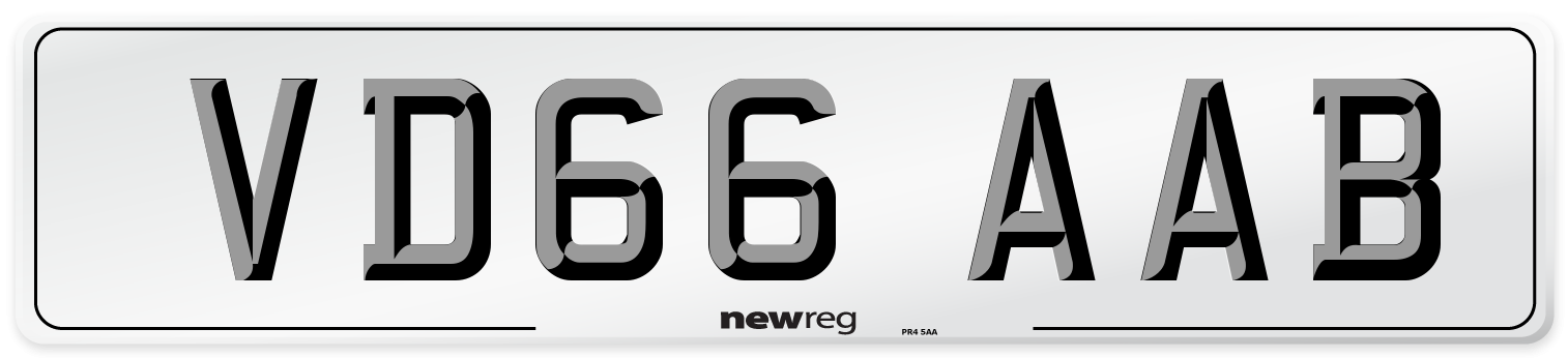 VD66 AAB Number Plate from New Reg